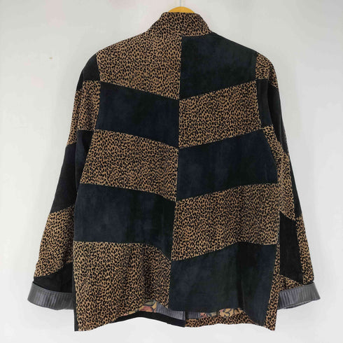 レオパード柄切り替えスウェードジャケット レディース FREE